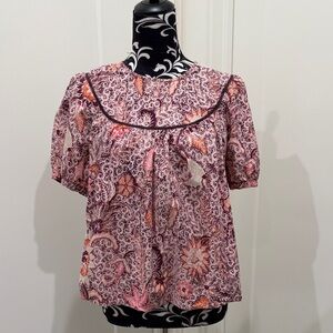 Madewell Pink Peasant Floral Blouse